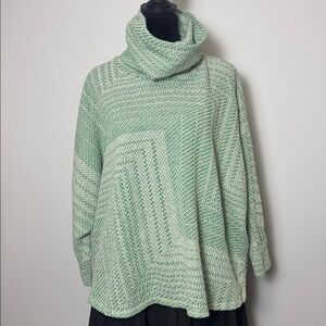 Elegant Italian Ave Cesar Woven Knit Green Women's Turtleneck Sweater Size M